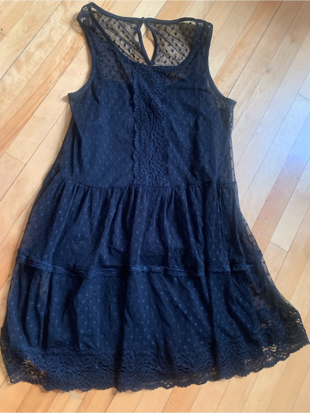 Miss Selfridge Black Lace Tiered Sleeveless Dress